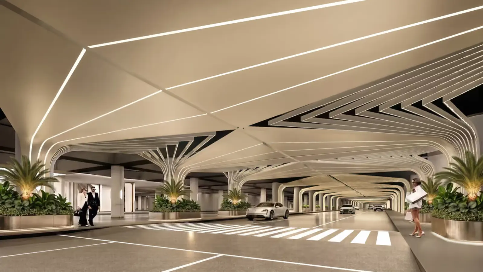 Modern underground parking with unique design
